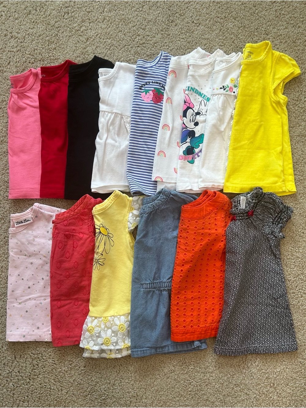 Baby Girl Short-Sleeved T-Shirt Bundle Size 12-18 Months (15 Tops)